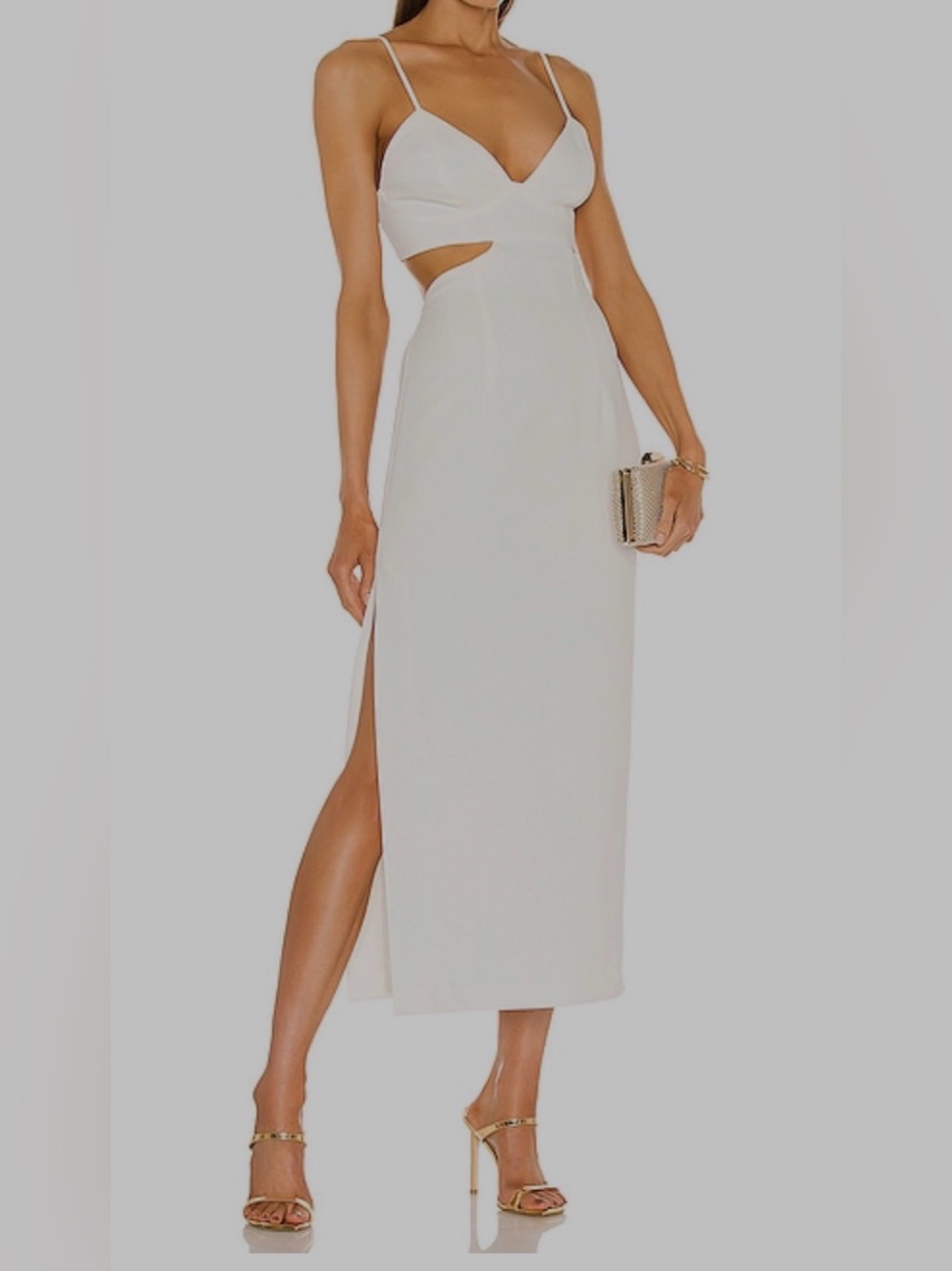 Bardot White Cutout Maxi Dress with Spaghetti Straps